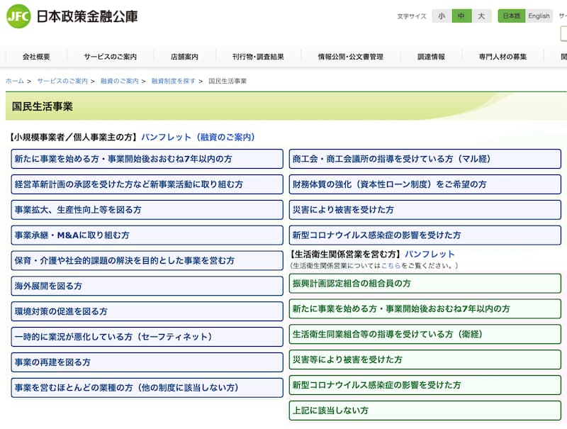 公庫の国民生活事業の種類