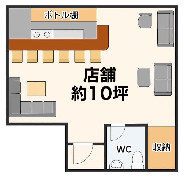 10坪スナックの広さイメージ